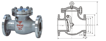 API、JIS旋啟式止回閥H44H結(jié)構(gòu)圖