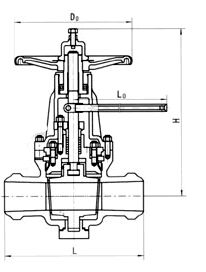 X43Y法蘭連接美標提升式硬密封旋塞閥結構圖